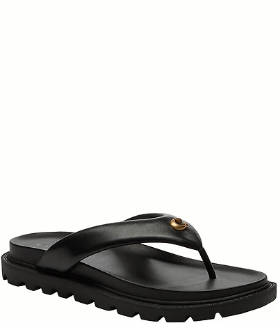 COACH Brynn Leather Thong Sandals