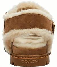 COACH Brynn Suede and Shearling Velcro Sandals