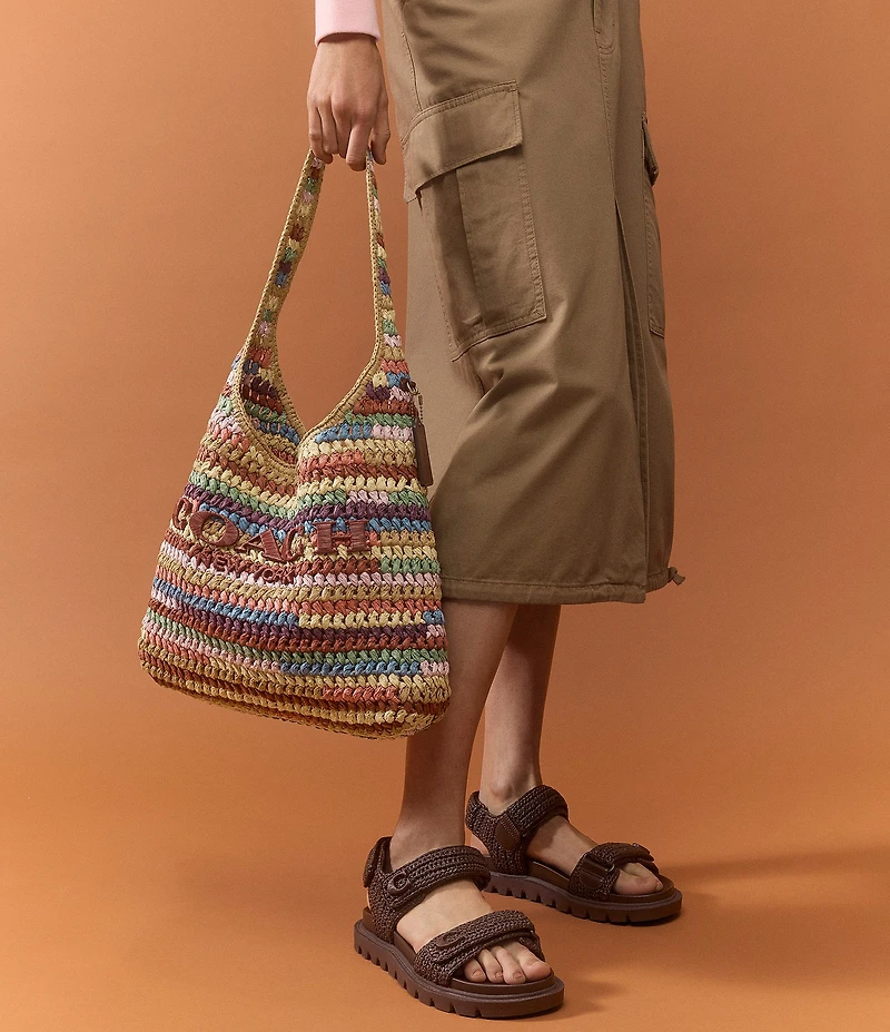 COACH Brynn Woven Raffia Sandals