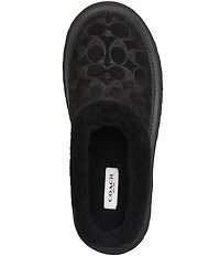 COACH Cecelia Signature Suede and Wool Platform Clogs