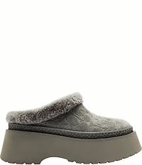 COACH Cecelia Signature Suede and Wool Platform Clogs