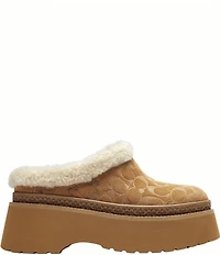 COACH Cecelia Signature Suede and Wool Platform Clogs