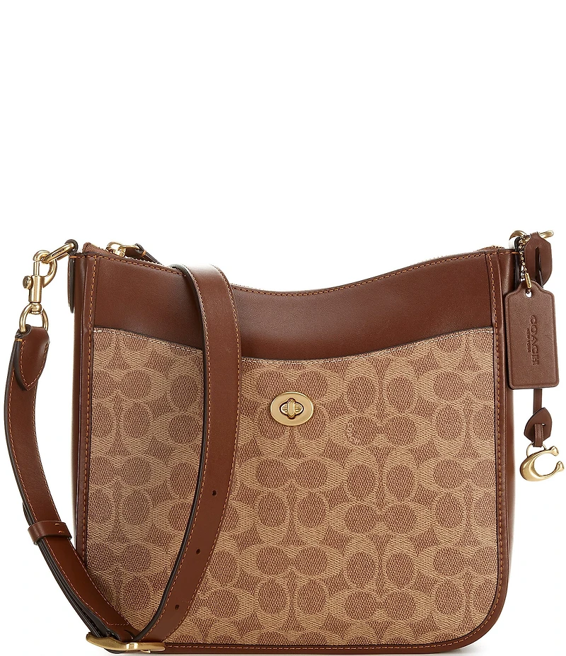 COACH Chaise Signature Canvas Sling Contrast Trim Crossbody Bag
