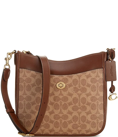 COACH Chaise Signature Canvas Sling Contrast Trim Crossbody Bag