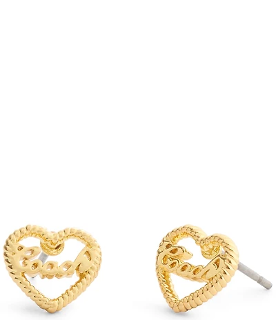 COACH Charming Charms Signature Heart Stud Earrings