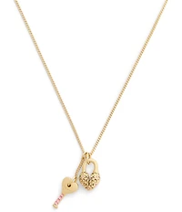 COACH Charming Charms Signature Heart Padlock & Key Short Pendant Necklace