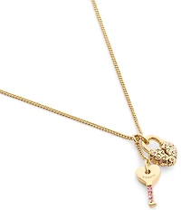 COACH Charming Charms Signature Heart Padlock & Key Short Pendant Necklace