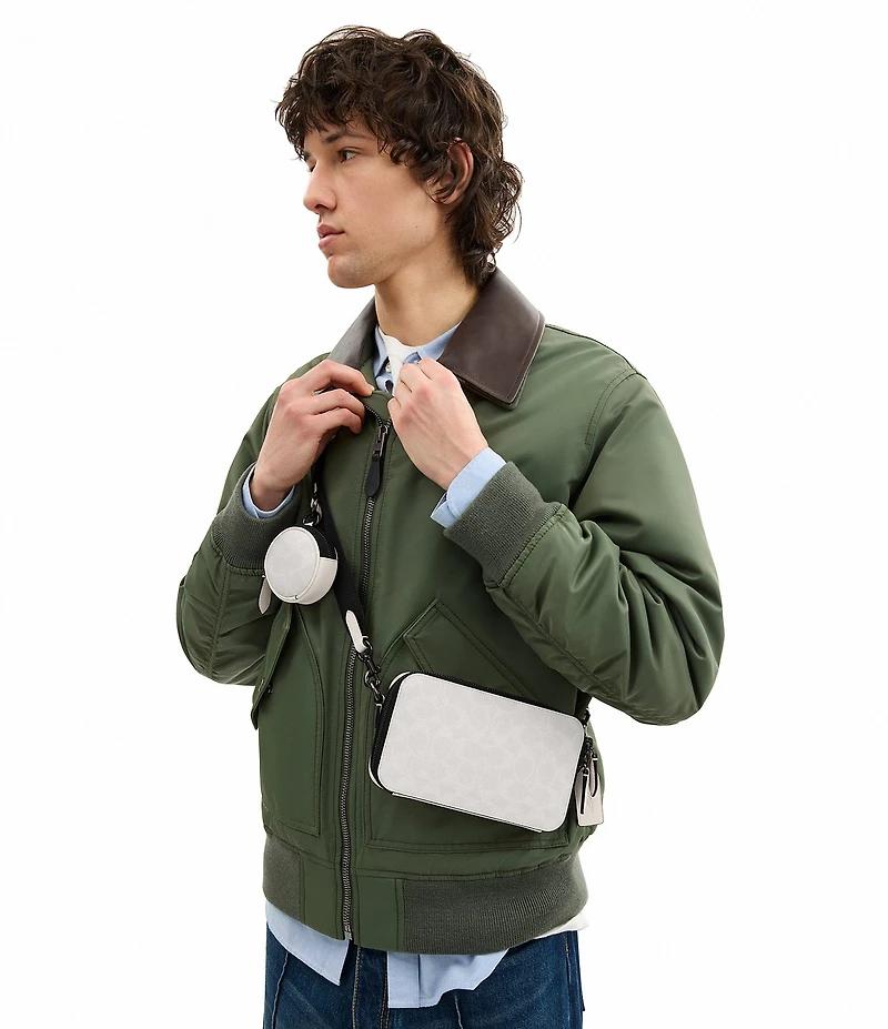 COACH Charter Signature Canvas Leather Slim Crossbody Bag