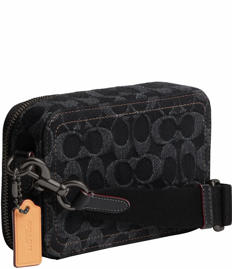 COACH Charter Slim Signature Canvas Black Denim Crossbody Bag