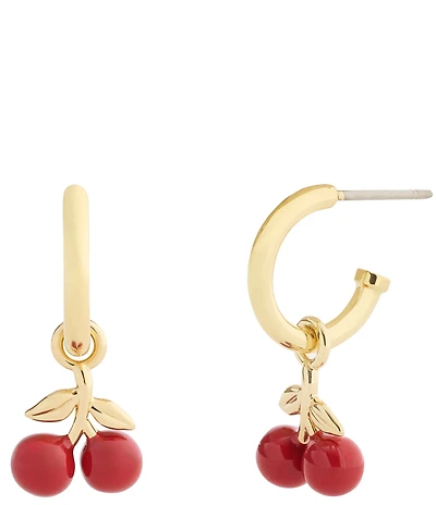 COACH Cherry Charm Huggie Hoop Earrings