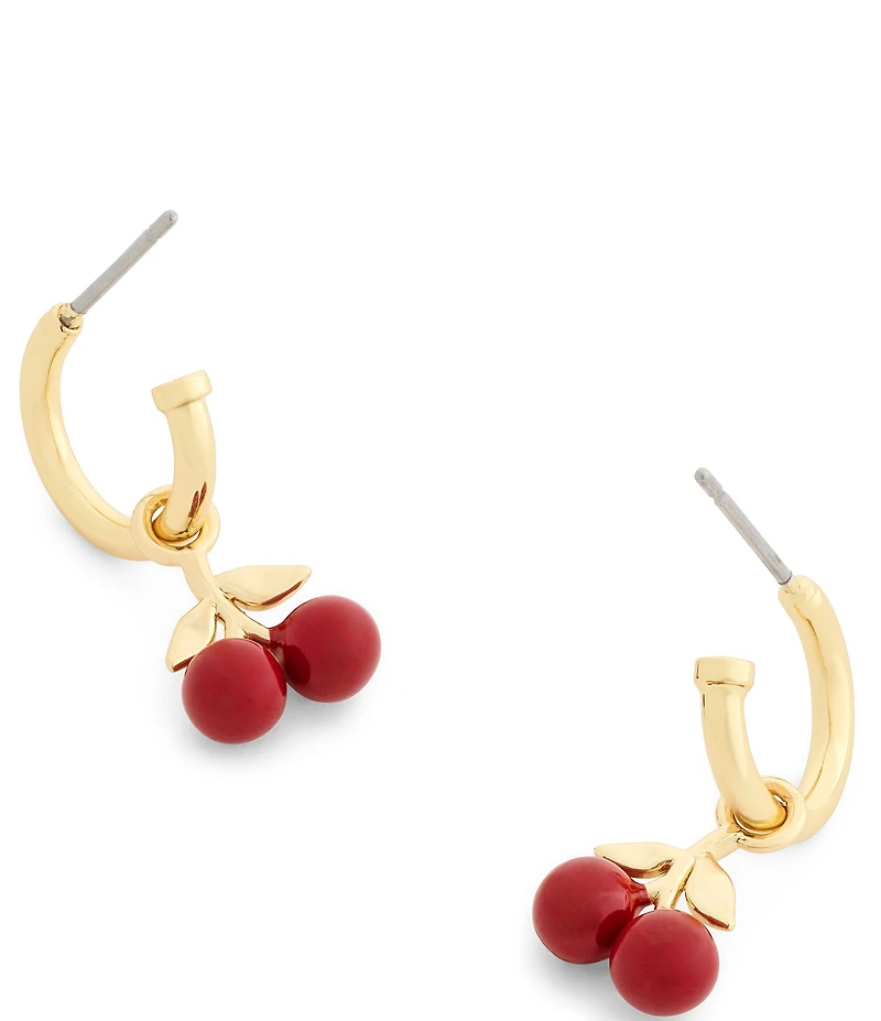 COACH Cherry Charm Huggie Hoop Earrings