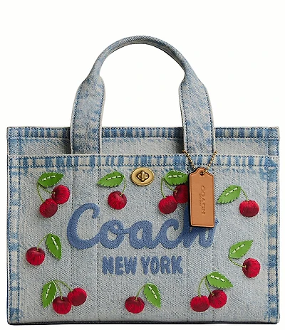 COACH Cherry Denim Cargo Tote Bag 26