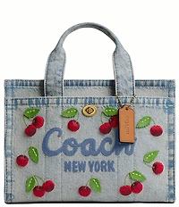 COACH Cherry Denim Cargo Tote Bag 26