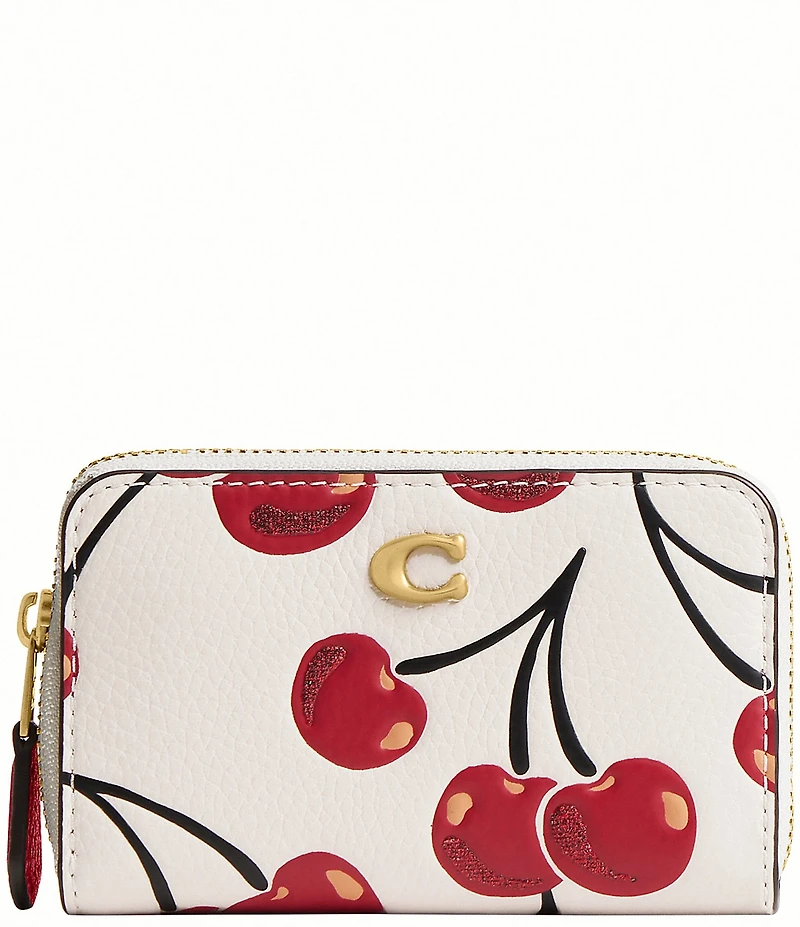 COACH Cherry Print Essential Small Zip Around Card Case