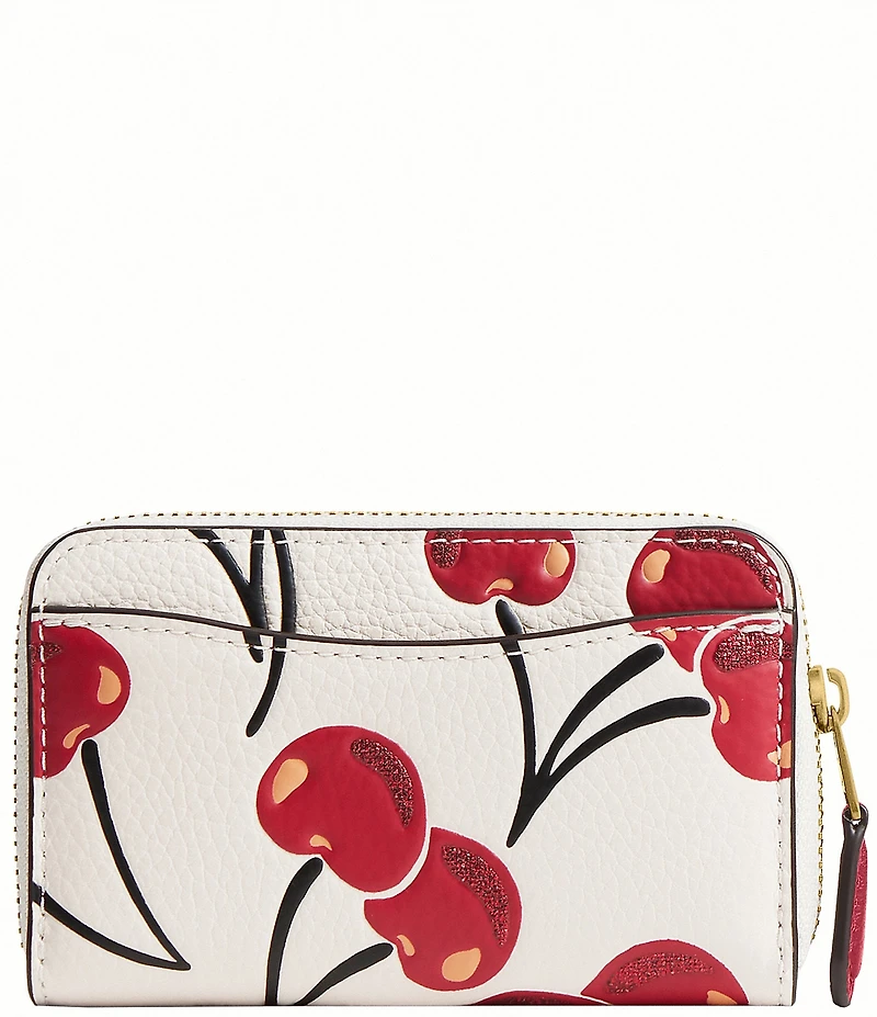 COACH Cherry Print Essential Small Zip Around Card Case