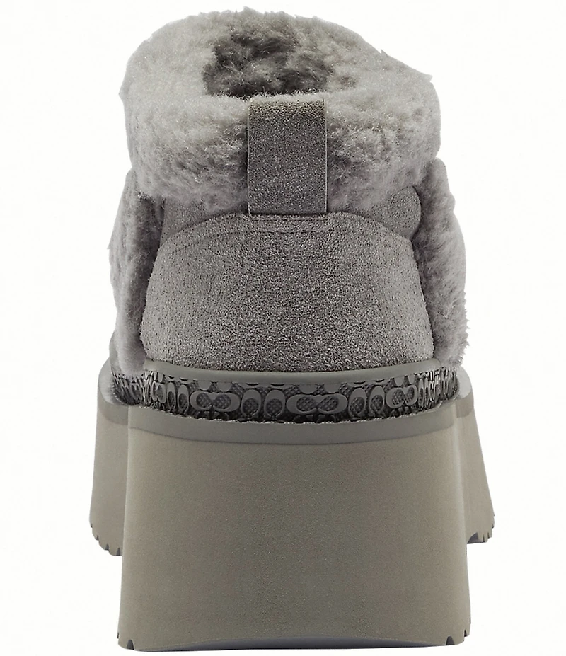 COACH Christina Signature Logo Suede Shearling Platform Booties