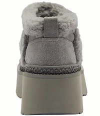 COACH Christina Signature Logo Suede Shearling Platform Booties