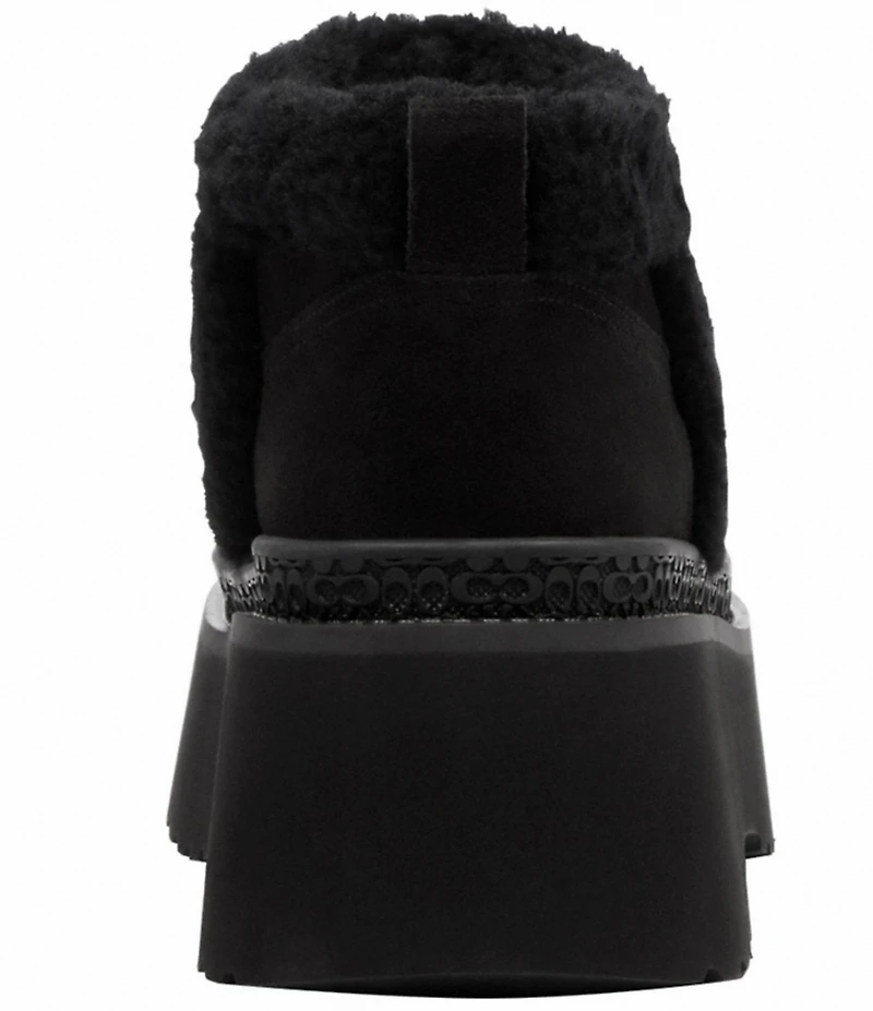 COACH Christina Signature Logo Suede Shearling Platform Booties