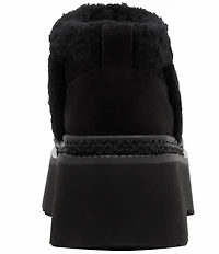 COACH Christina Signature Logo Suede Shearling Platform Booties