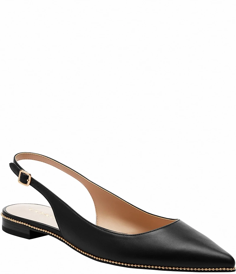 COACH Claire Leather Studded Slingback Flats