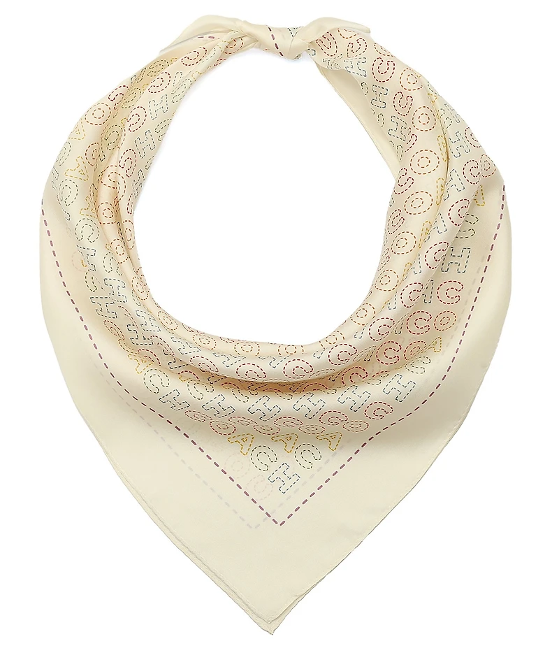 COACH Coach Stitch Printed Silk Bandana Scarf