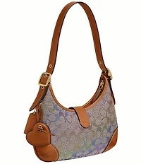 COACH Hamptons Crystal Signature Rainbow Jacquard Shoulder Bag