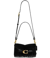 COACH Crystal Beaded Fringe Suede Tabby 26 Shoulder Bag