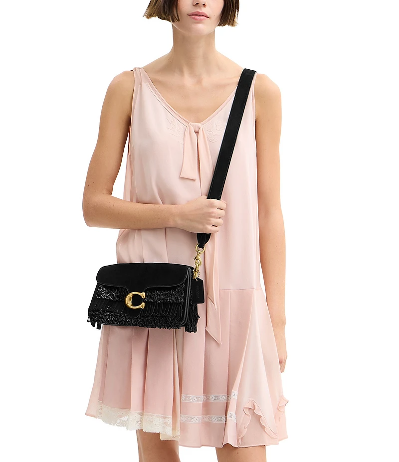 COACH Tabby 26 Beaded Fringe Suede Shoulder Bag