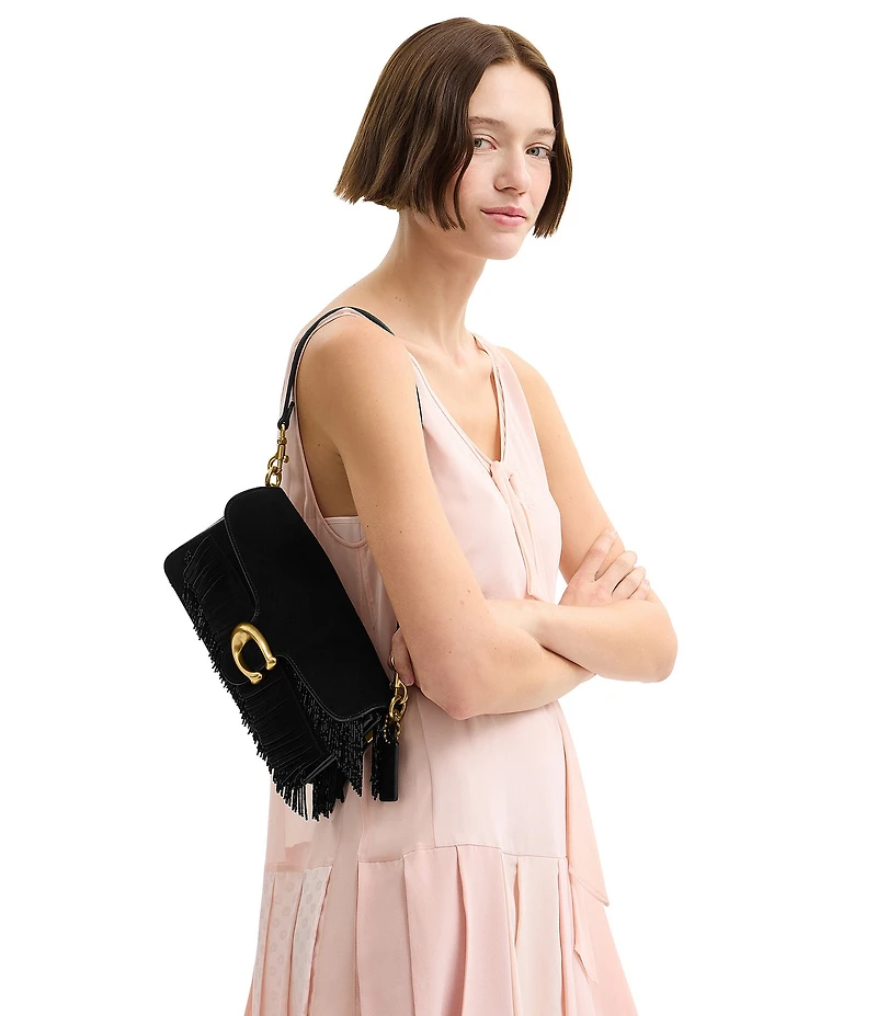 COACH Tabby 26 Beaded Fringe Suede Shoulder Bag