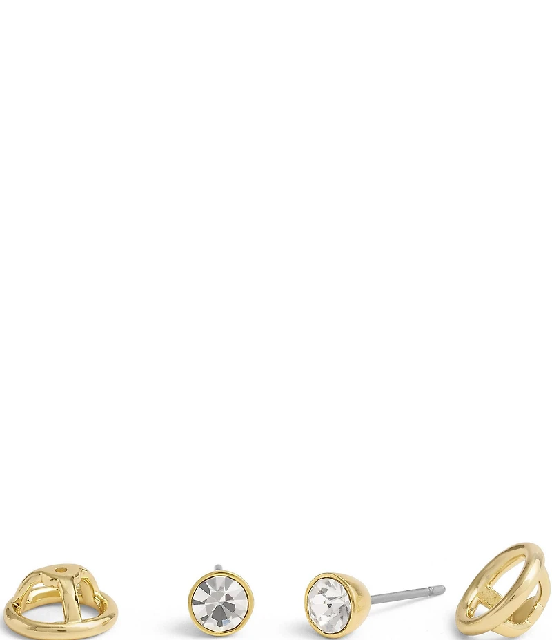 COACH Convertible Halo Round Stone Stud Earrings