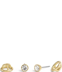 COACH Convertible Halo Round Stone Stud Earrings