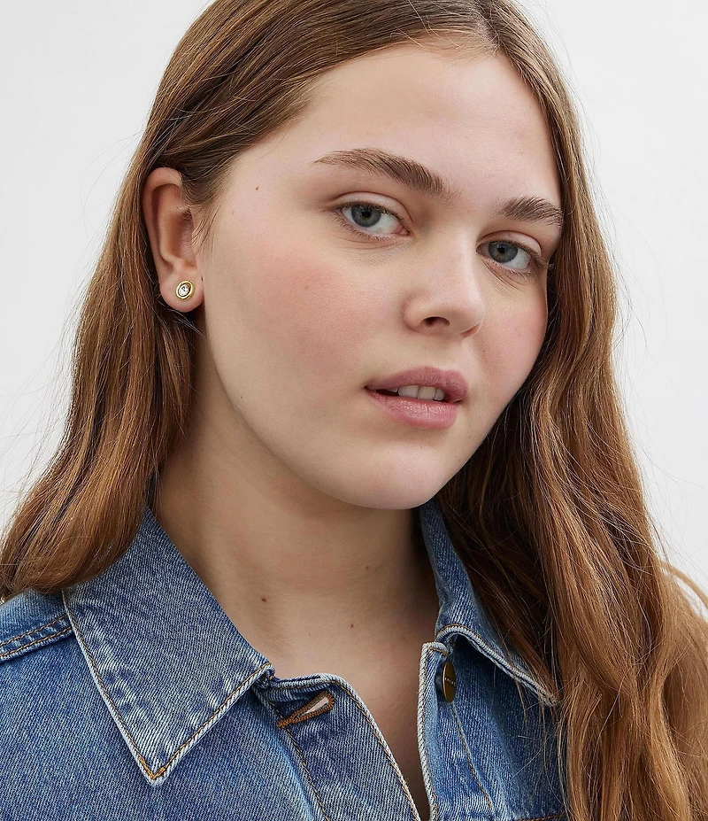 COACH Convertible Halo Round Stone Stud Earrings