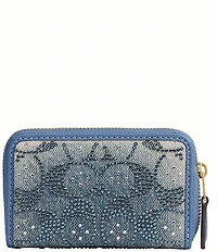 COACH Crystal Denim Essential Small Zip Around Card Case