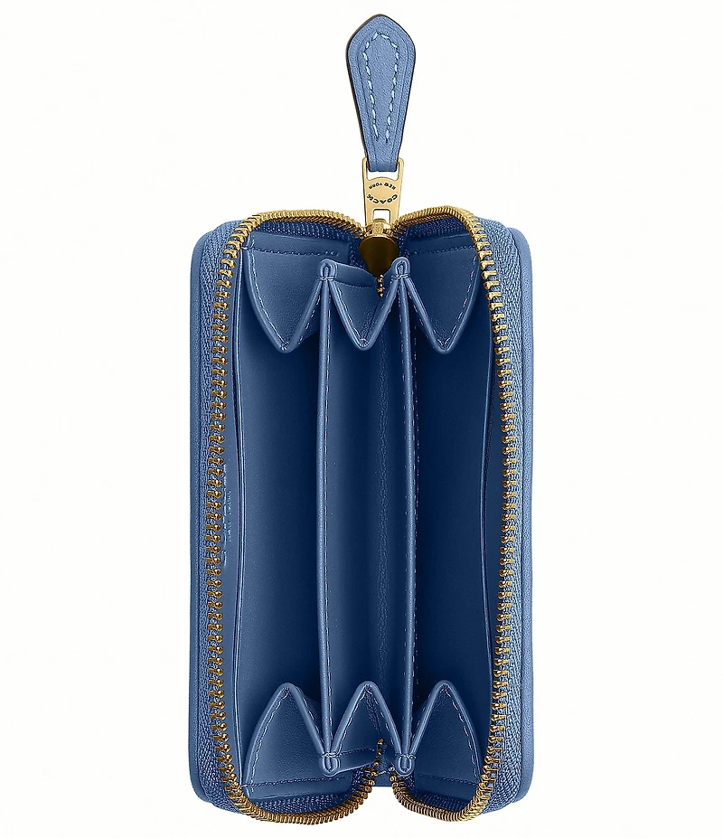 COACH Crystal Denim Essential Small Zip Around Card Case
