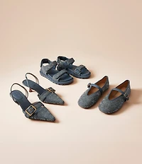 COACH Limited Edition Crystal Signature Denim High Vamp Mary Jane Ballet Flats