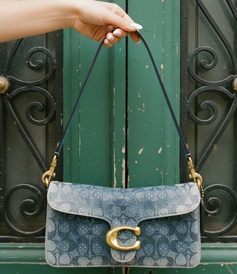 COACH Crystal Signature Denim Tabby 26 Shoulder Bag