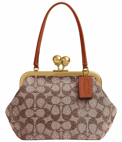 COACH Crystal Signature Jacquard Kisslock 16 Frame Bag