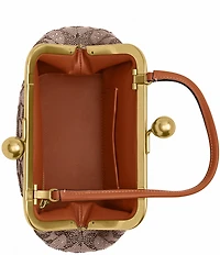 COACH Crystal Signature Jacquard Kisslock 16 Frame Bag