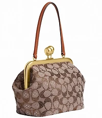 COACH Crystal Signature Jacquard Kisslock 16 Frame Bag