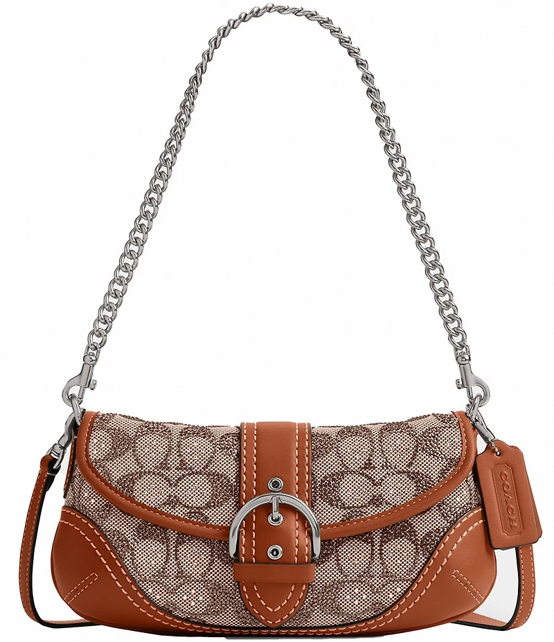COACH Crystal Signature Jacquard Soho 25 Contrast Trim Shoulder Bag
