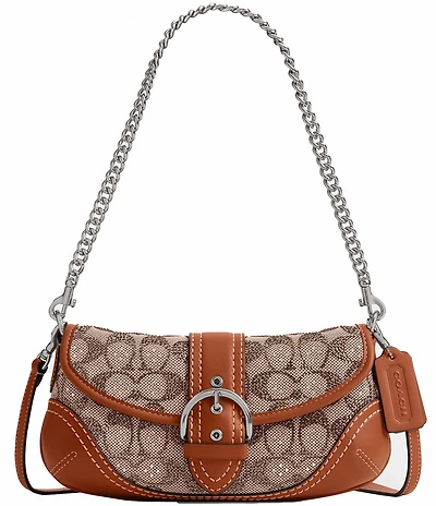 COACH Crystal Signature Jacquard Soho 25 Contrast Trim Shoulder Bag