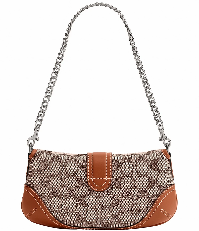 COACH Crystal Signature Jacquard Soho 25 Contrast Trim Shoulder Bag