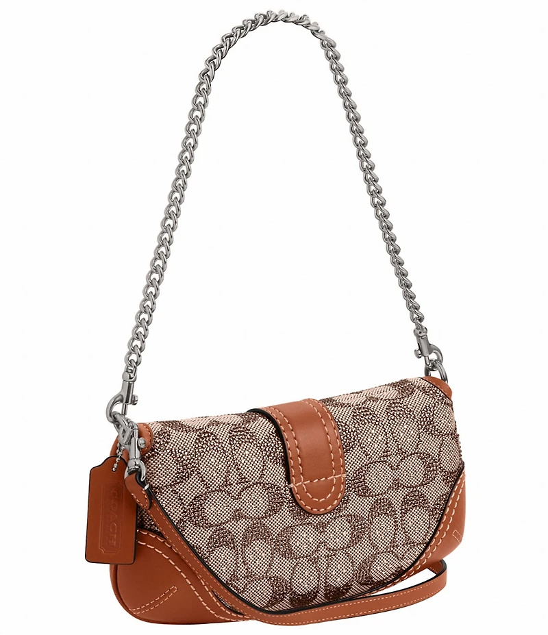COACH Crystal Signature Jacquard Soho 25 Contrast Trim Shoulder Bag
