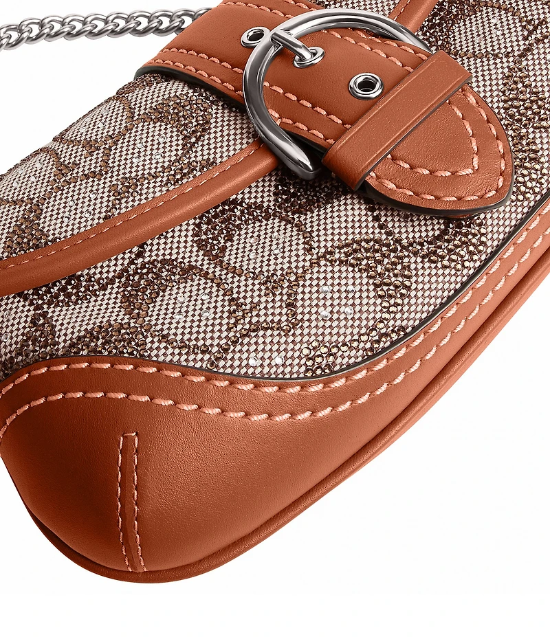 COACH Crystal Signature Jacquard Soho 25 Contrast Trim Shoulder Bag