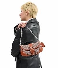 COACH Crystal Signature Jacquard Soho 25 Contrast Trim Shoulder Bag