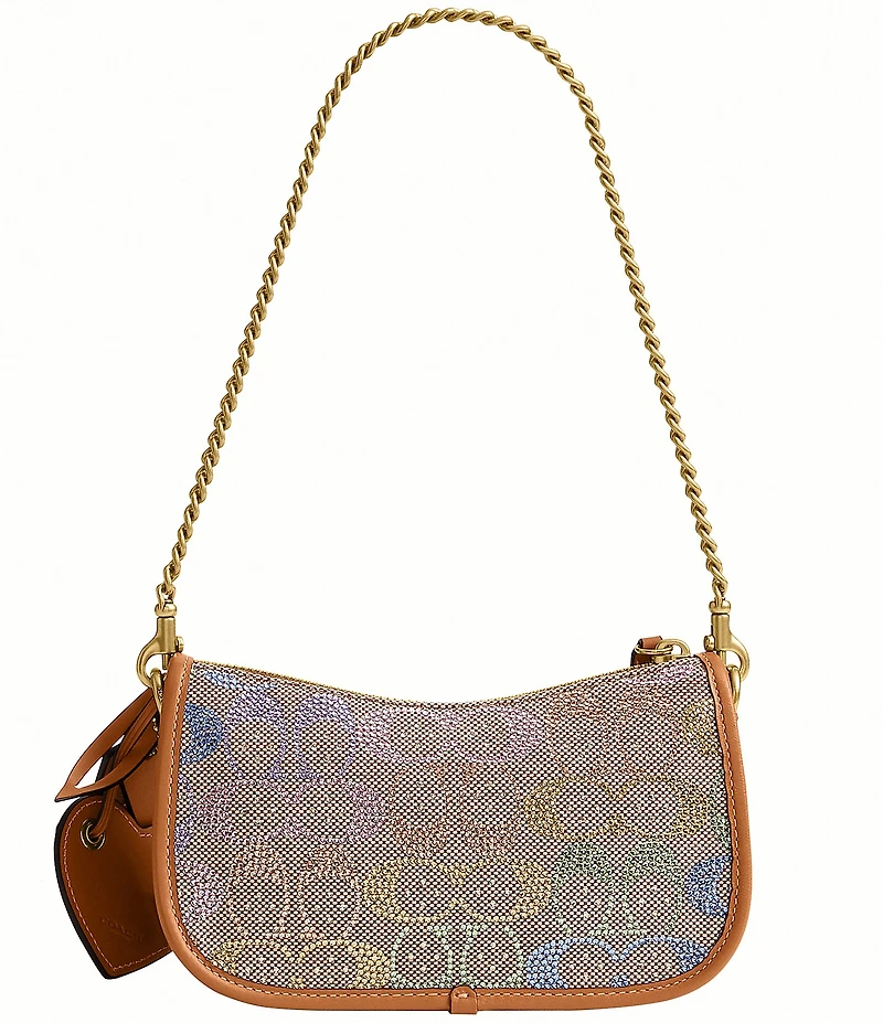 COACH Crystal Signature Jacquard Swinger Shoulder Bag 20