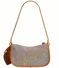 COACH Crystal Signature Jacquard Swinger Shoulder Bag 20