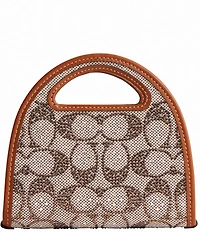 COACH Crystal Signature Jacquard Top Handle Contrast Trim Crossbody Card Case