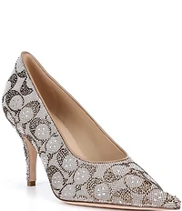 COACH Daisy Crystal Signature Jacquard High Heel Pumps