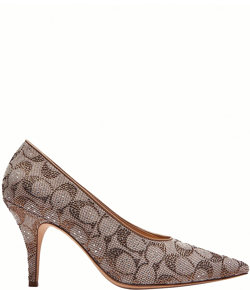 COACH Daisy Crystal Signature Jacquard High Heel Pumps